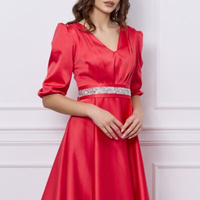 Black Friday Rochie Ella Collection Aria corai cu cordon in talie