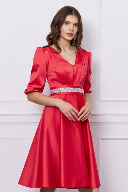 Black Friday Rochie Ella Collection Aria corai cu cordon in talie