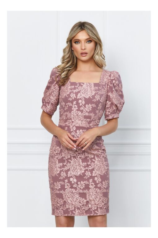 Black Friday 2022 Rochie Ella Collection Corina roz cu imprimeu floral