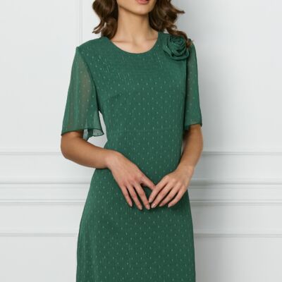 Black Friday 2022 Rochie Ella Collection Elsa verde cu insertii din fir lurex si buline