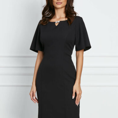 Black Friday 2022 Rochie Ella Collection Gilda neagra cu aplicatie la decolteu