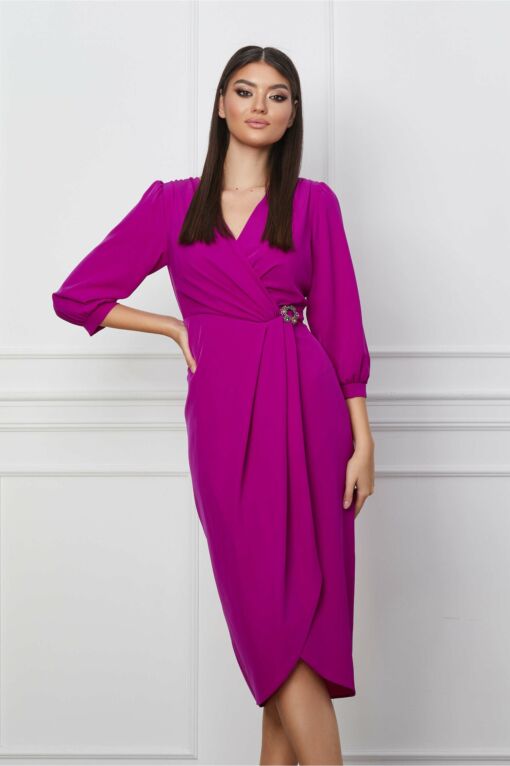 Black Friday 2022 Rochie Ginette magenta cu accesoriu in talie