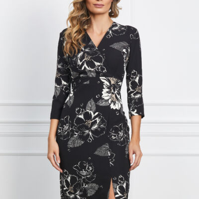 Black Friday 2022 Rochie Hally neagra cu imprimeuri albe