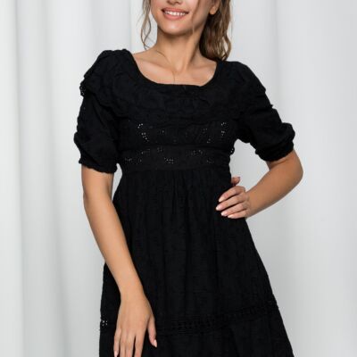 Black Friday 2022 Rochie Iovana neagra cu spatele gol si model ajurat