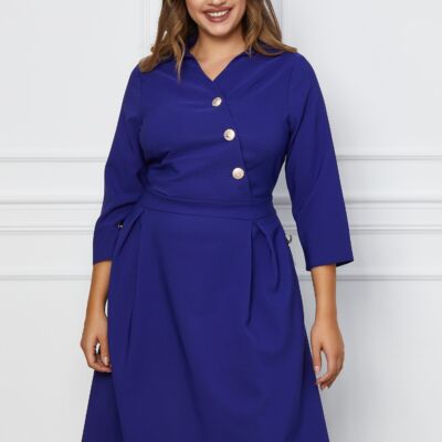 Black Friday 2022 Rochie Iulia albastra cu nasturi la bust
