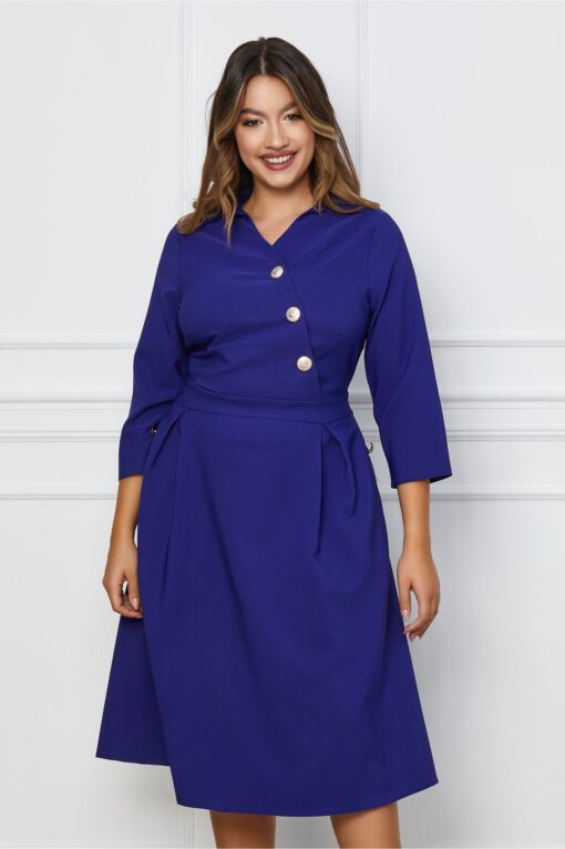 Black Friday 2022 Rochie Iulia albastra cu nasturi la bust