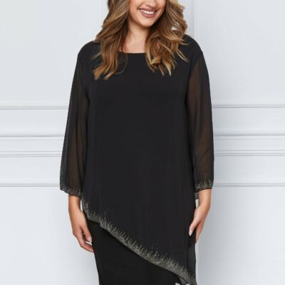 Black Friday 2022 Rochie Katia neagra din voal cu aplicatii stralucitoare