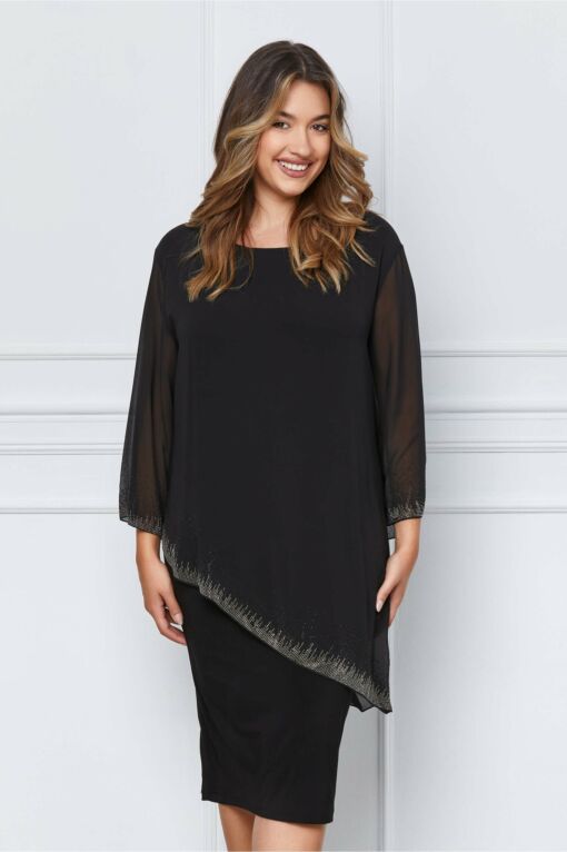Black Friday 2022 Rochie Katia neagra din voal cu aplicatii stralucitoare
