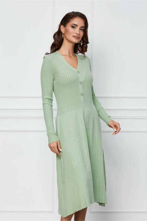 Black Friday 2022 Rochie Klara fistic din tricot cu nasturi la bust