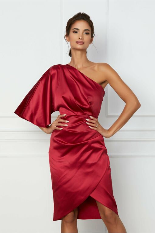 Black Friday 2022 Rochie LaDonna bordo cu un umar gol