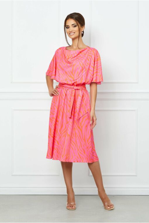 Black Friday 2022 Rochie Larisa roz cu imprimeu zebra orange