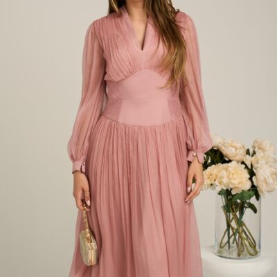 Black Friday Rochie Leonard Collection din matase naturala roz