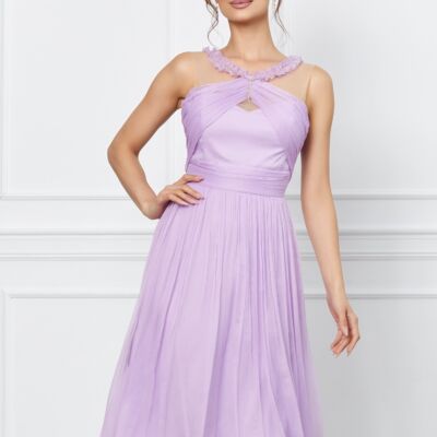 Black Friday 2022 Rochie Leonard Collection lila cu strasuri