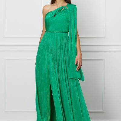 Black Friday Rochie Leonard Collection lunga verde cu fir lurex