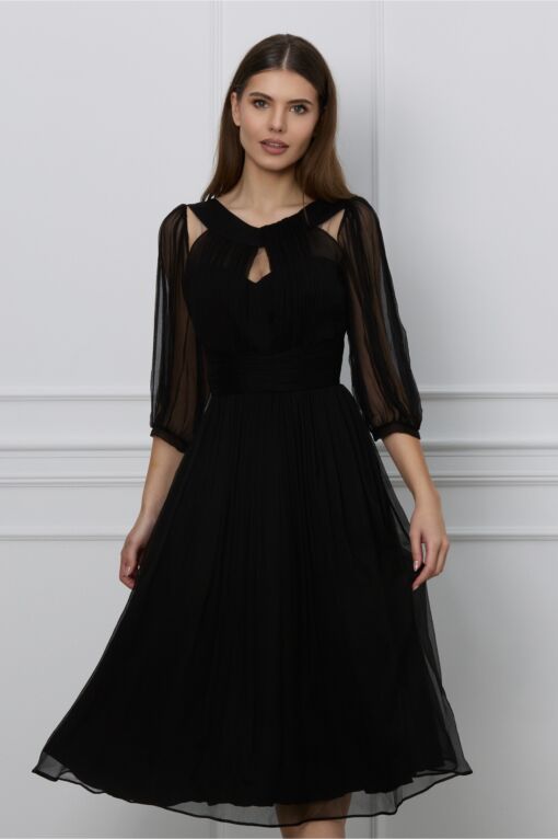 Black Friday Rochie Leonard Collection neagra din matase