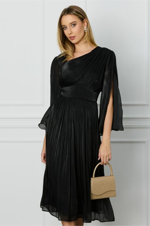 Black Friday Rochie Leonard Collection neagra din voal cu reflexii