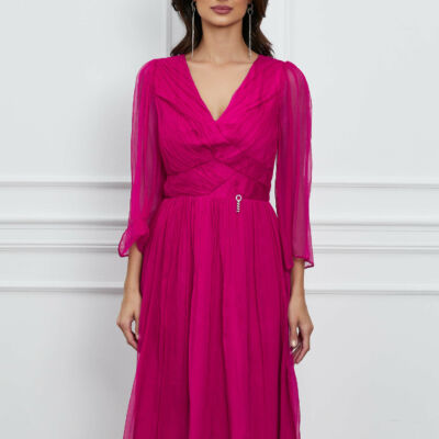 Black Friday 2022 Rochie Lorena din matase naturala fucsia