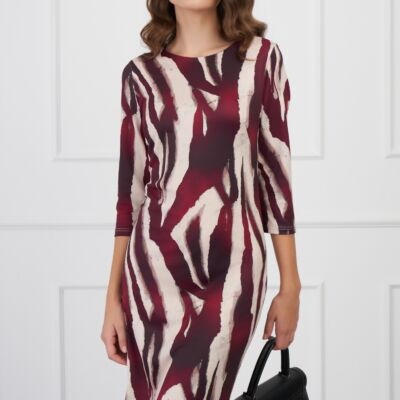 Black Friday Rochie Lucia bordo cu imprimeuri bej