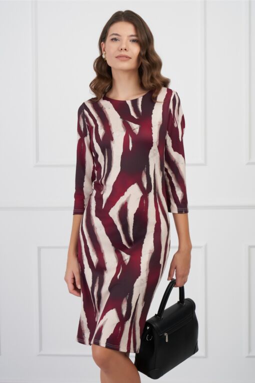 Black Friday Rochie Lucia bordo cu imprimeuri bej