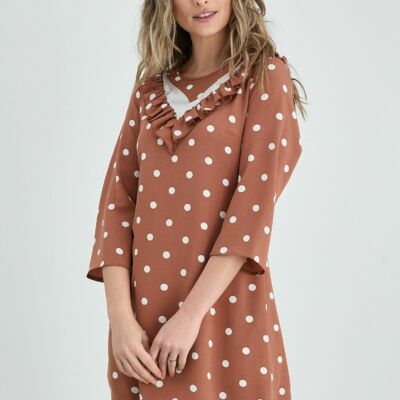 Black Friday 2022 Rochie Ludmila maro cu buline si volanase