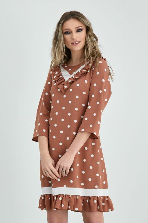 Black Friday 2022 Rochie Ludmila maro cu buline si volanase