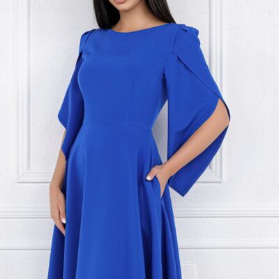 Black Friday Rochie MBG albastra cu maneci evazate
