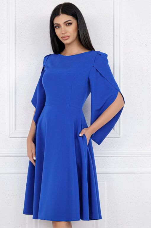 Black Friday Rochie MBG albastra cu maneci evazate