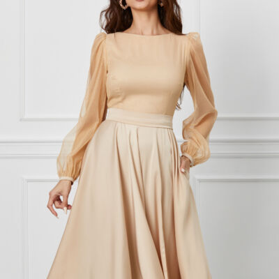 Black Friday 2022 Rochie MBG bej cu bust din lurex