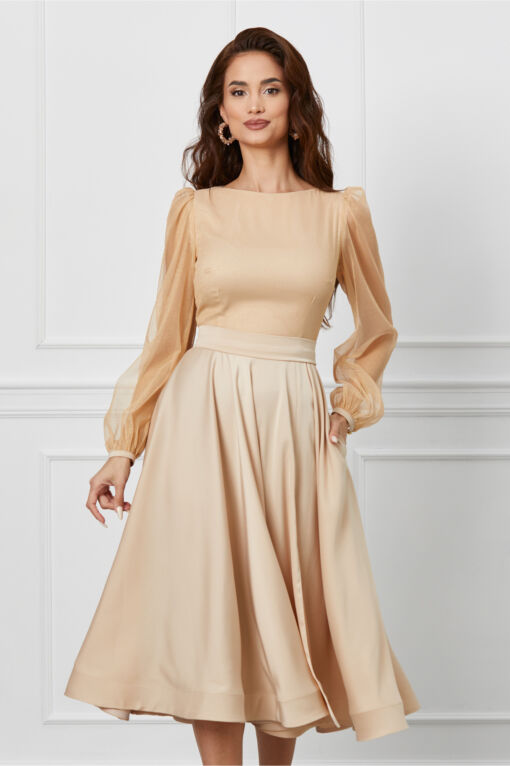 Black Friday 2022 Rochie MBG bej cu bust din lurex