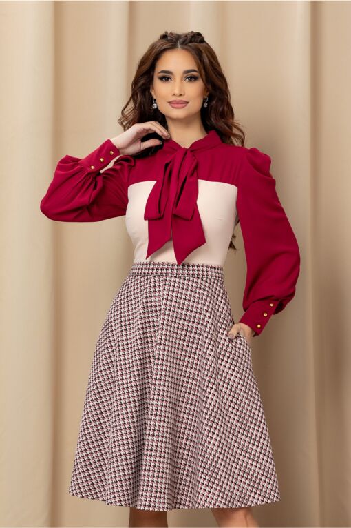 Black Friday 2022 Rochie MBG cu imprimeu picior de cocos roz-magenta