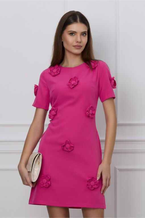 Black Friday 2022 Rochie MBG fucsia cu flori 3D