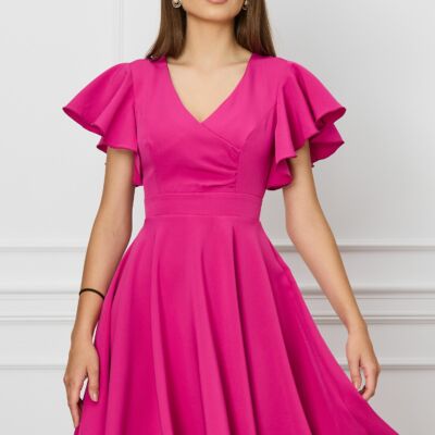 Black Friday Rochie MBG fucsia cu volane la maneci