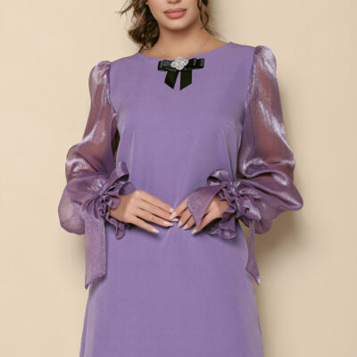 Black Friday 2022 Rochie MBG lila cu maneci din organza
