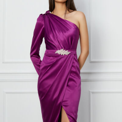 Black Friday 2022 Rochie MBG magenta cu aplicatie in talie