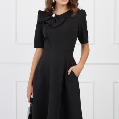 Black Friday 2022 Rochie MBG neagra cu funda maxi pe bust