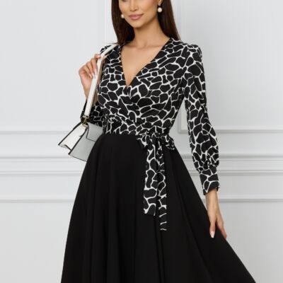 Black Friday Rochie MBG neagra cu imprimeu alb la bust