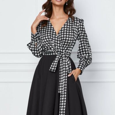 Black Friday 2022 Rochie MBG neagra cu imprimeu picior de cocos alb la bust