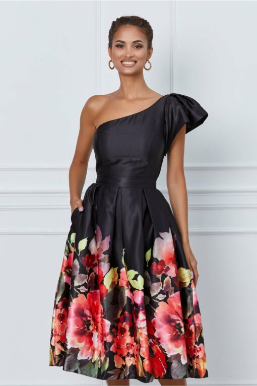 Black Friday 2022 Rochie MBG neagra cu imprimeu rosu la baza