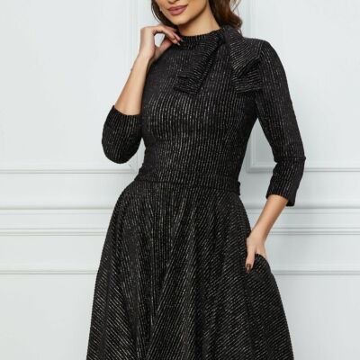 Black Friday Rochie MBG neagra din catifea cu lurex