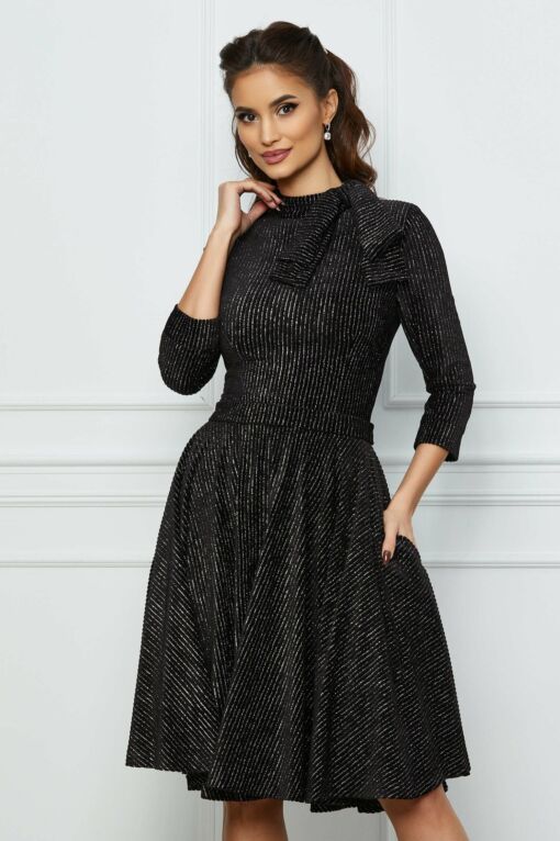 Black Friday Rochie MBG neagra din catifea cu lurex