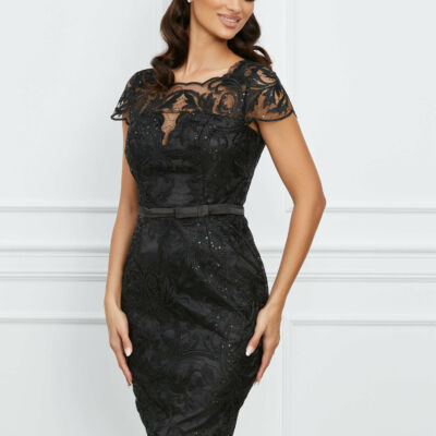 Black Friday 2022 Rochie MBG neagra midi din dantela