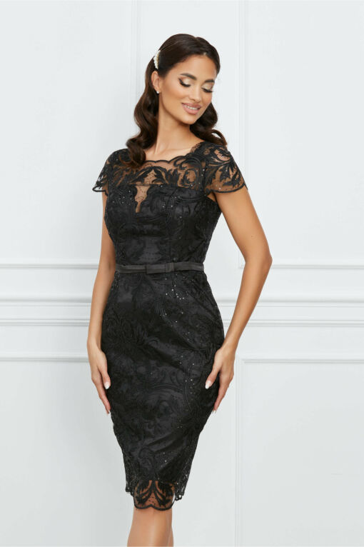 Black Friday 2022 Rochie MBG neagra midi din dantela