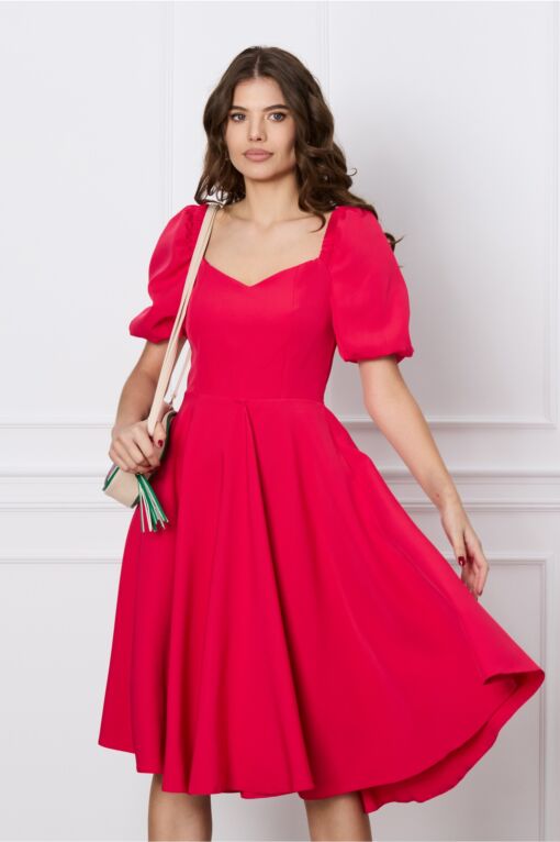 Black Friday 2022 Rochie MBG rosu zmeura cu elastic la umeri