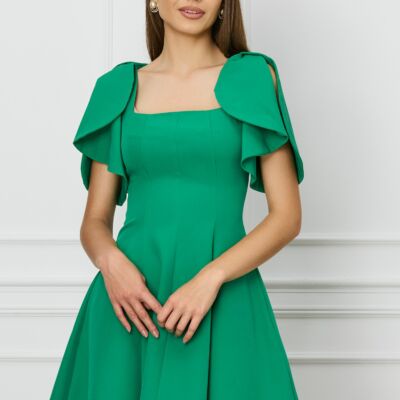 Black Friday 2022 Rochie MBG verde scurta cu volane la maneci