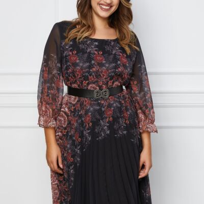 Black Friday 2022 Rochie Mara neagra cu imprimeuri caramizii
