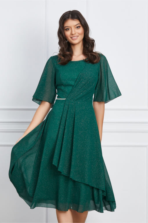Black Friday 2022 Rochie Mara verde cu glitter