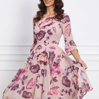 Black Friday 2022 Rochie Mira lila din voal cu flori mov