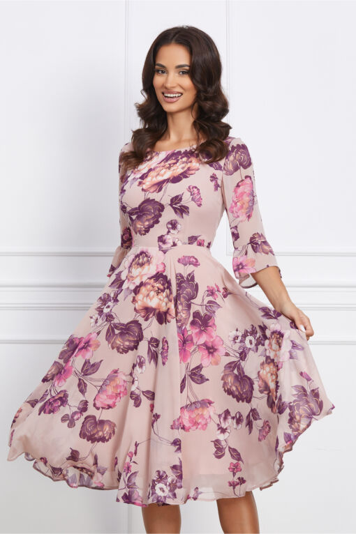 Black Friday 2022 Rochie Mira lila din voal cu flori mov