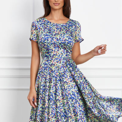 Black Friday 2022 Rochie Miranda alba cu buline multicolore