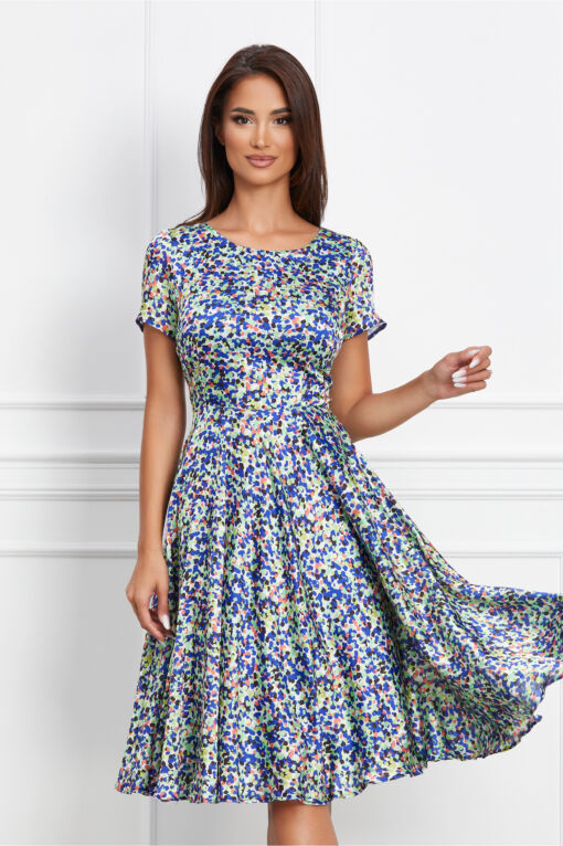 Black Friday 2022 Rochie Miranda alba cu buline multicolore